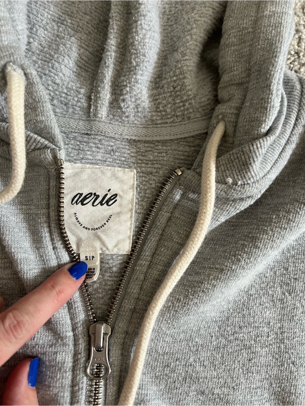 aerie Light Gray Full-Zip Hoodie